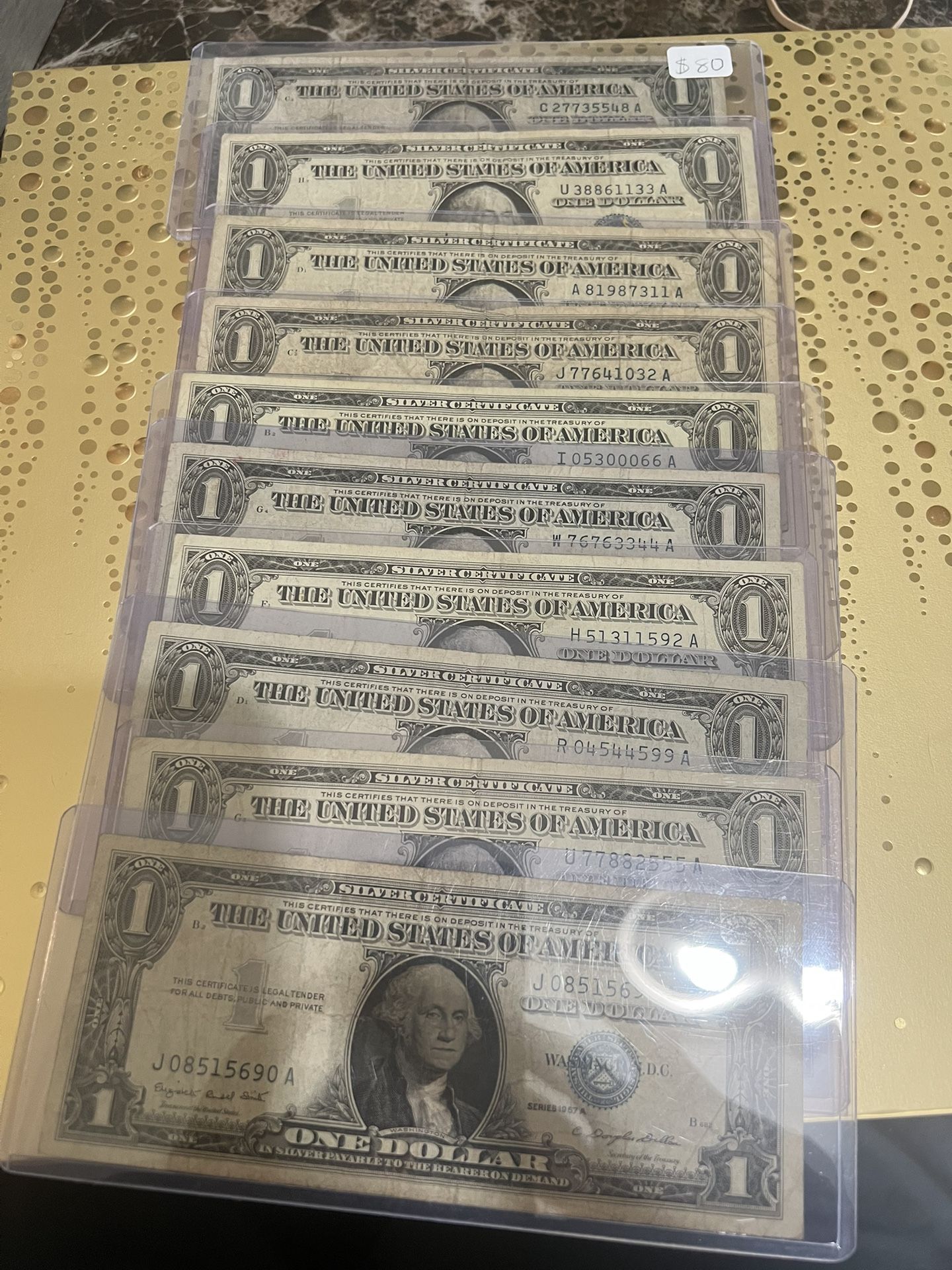 billetes de 1 dollar del año 1957 $60 por todos