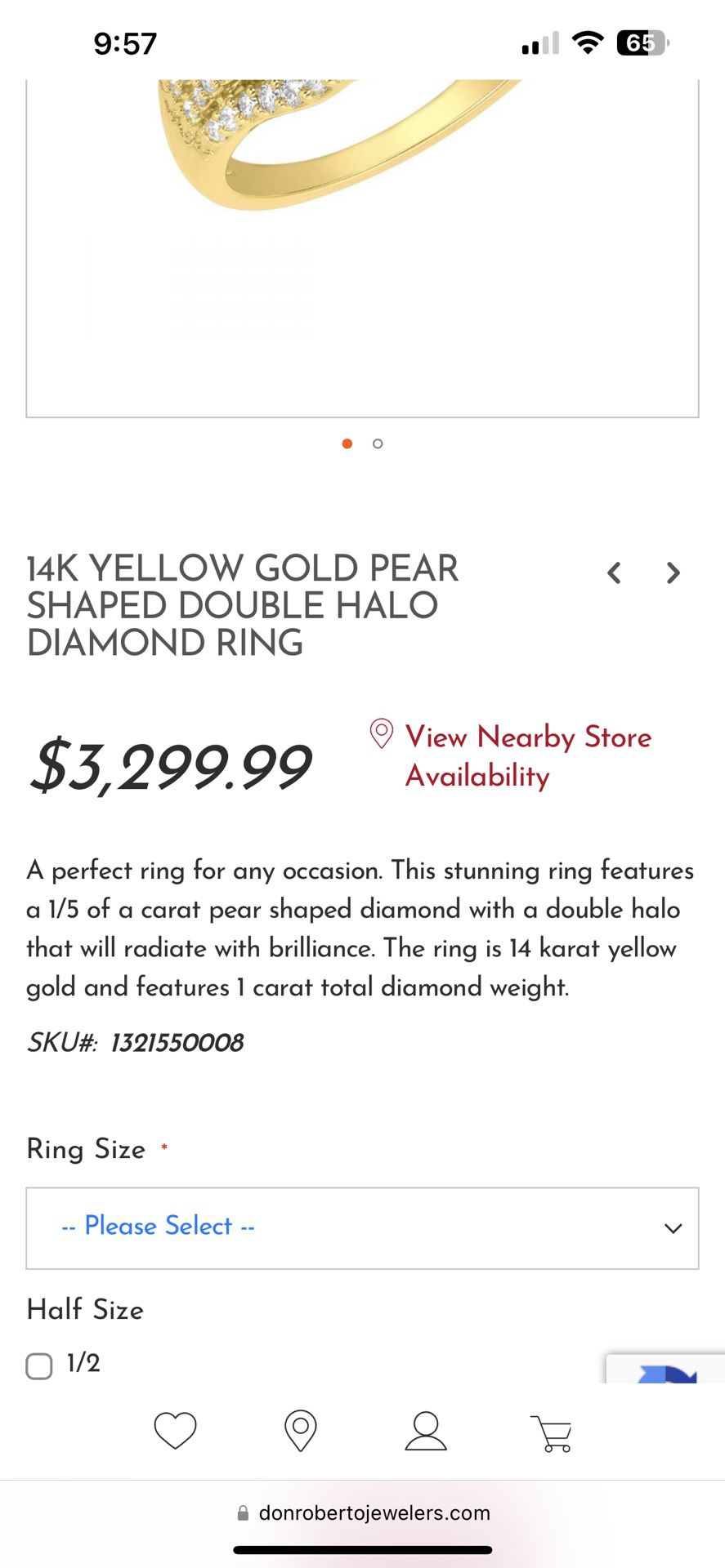 14k Pear Shaped Engagement Ring 