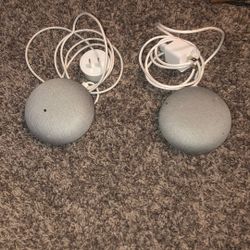 2 Google Nest Mini (2nd Gen) Smart Speakers with Power Adapters