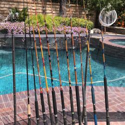 ELEVEN (11) Saltwater Fishing Rods from 5 1/2'-7 1/2' Calstar,Seeker,Fenwick,Sabre,Customs,ect $75-$100 each