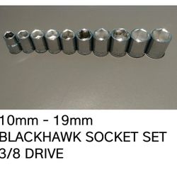 10mm-19mm Blackhawk Socket Set 3/8 Drive