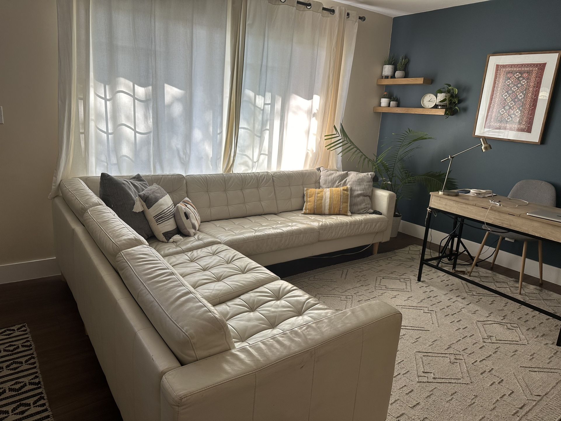 IKEA Morabo Sectional Sofa, White Leather