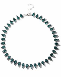 Gorgeous Green Rhinestone Teardrop Choker Necklace