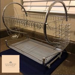 2 Tier Chrome kitchen Dish Rack Drainer NEW