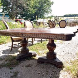 Heavy Antique Table And Chairs 