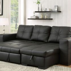 Black Sectional Sofa With Pullout 