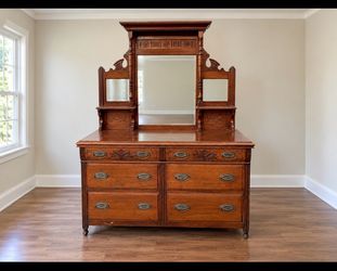 Antique Victorian Dresser with Triple Mirror