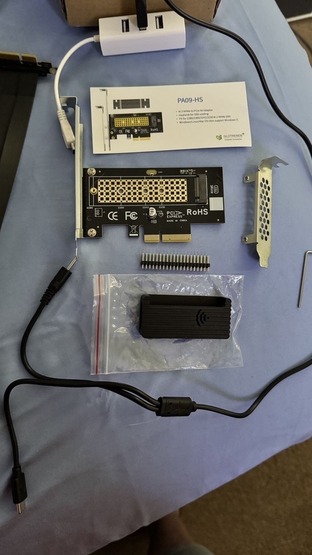 PAO9-HS M2 NvMe To Pcle 4x Adapter,H.S For SSD Cooling