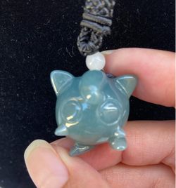 Certificate Jadeite jade Cartoon pikachu jigglypuff Pendant green