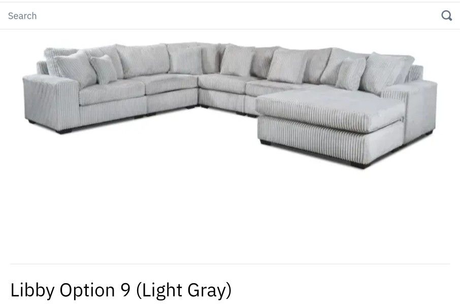 LIBBY'S  OPTION 9 CORDUROY XL SECTIONAL WITH OTTOMAN 