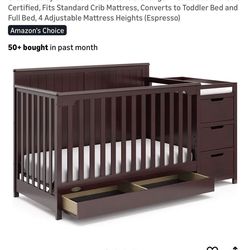 New 5-in-1 Convertible Crib & Changer in the Espresso finish.