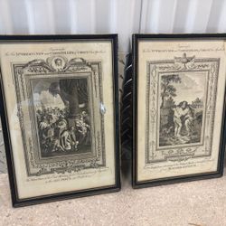 Five antique professionally framed etchings of the life of Christ. 14” x 10” $500 for all 