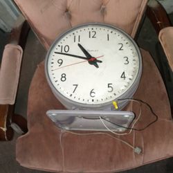 Two Sided Simplex Clock Made In The U S A Working Cond Train Station Clock Hangs On Wall Elec See From Both Sides