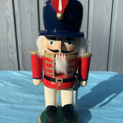Soldier Nutcracker: Red & Blue Decor On A Green Gold Base