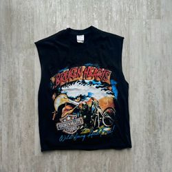 Broken Hearts Black Cut Off Sleeveless Shirt