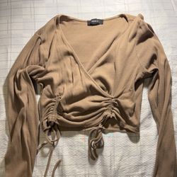 Forever 21 Camel Wrap Crop Top, size xl