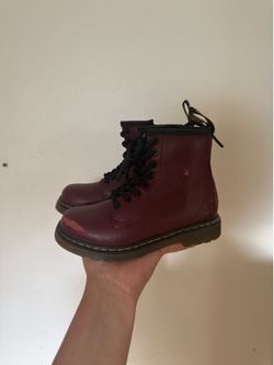 Burgundy dr martens kids