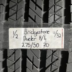 Pair of BRIDGESTONE 275/50/20 DUELER H/L