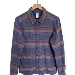 Patagonia Fjord Flannel Gaucho Stripe Blue Butterfly Button Up Shirt | Size 8 