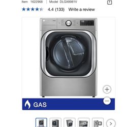 LG Gas Dryer Front Load Mega Capacity