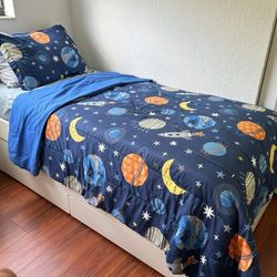 Bed Frame With Pull-Out Bed + Storage And Mattress