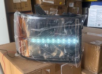 07-13 GMC Sierra Smoke Amber Reflector LED Strip Headlights