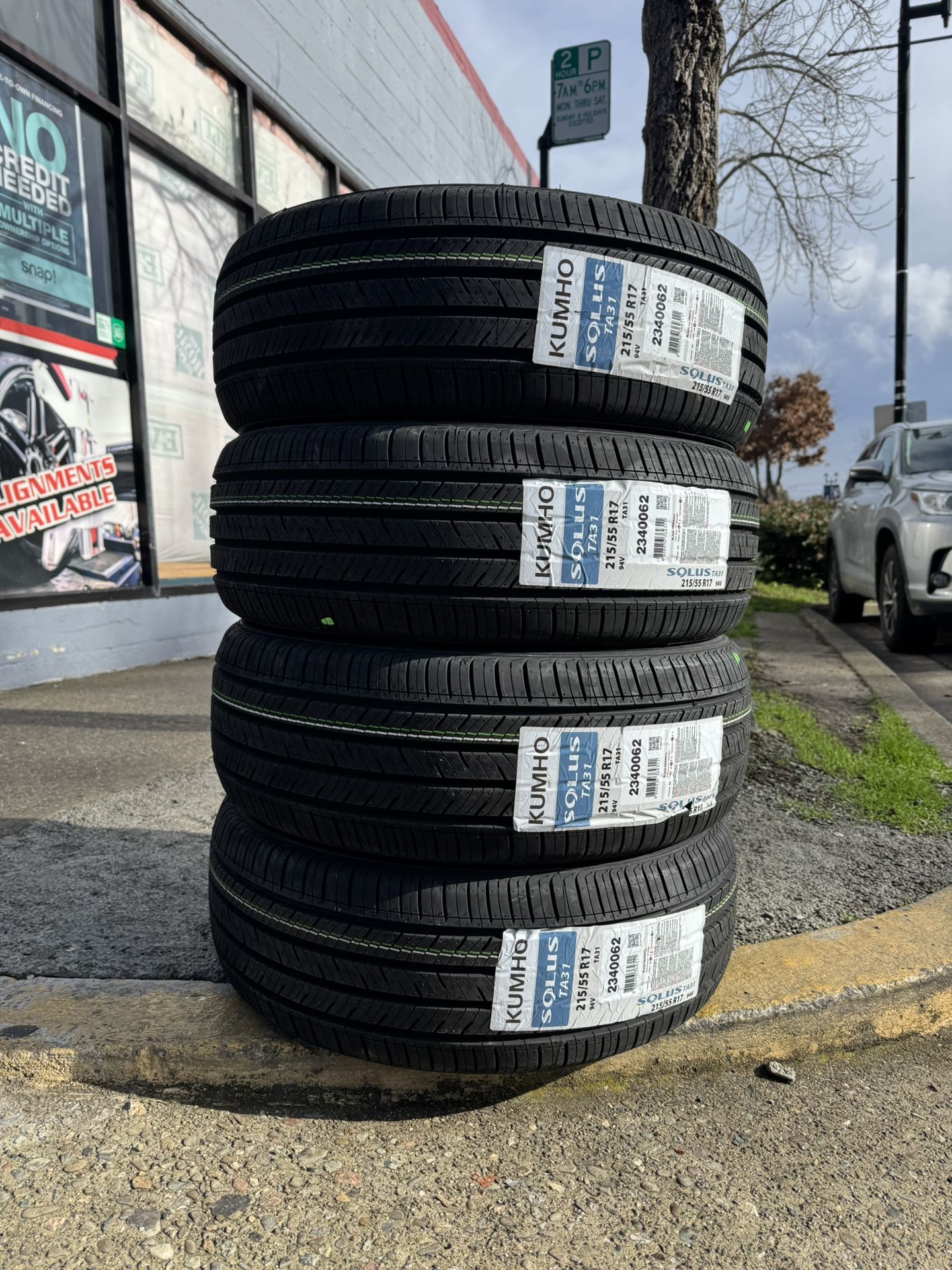 215-55-17 Kumho Tires 70k Warranty 125$ Each Get 4 Tires Alignment Free