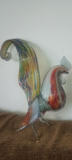 Murano Style Art Glass Rooster Figurine
