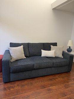 Dark Gray /blue 3-Seat Fabric Sofa