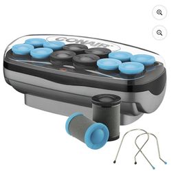 Conair Professional Jumbo and Super-Jumbo Ceramic Hot Hair Rollers, 12 Piece Set, Blue