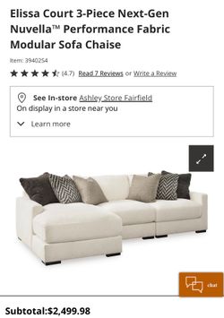 Elissa Court 3-Piece Next-Gen Nuvella™ Performance Fabric Modular Sofa - Ashley’s Furniture