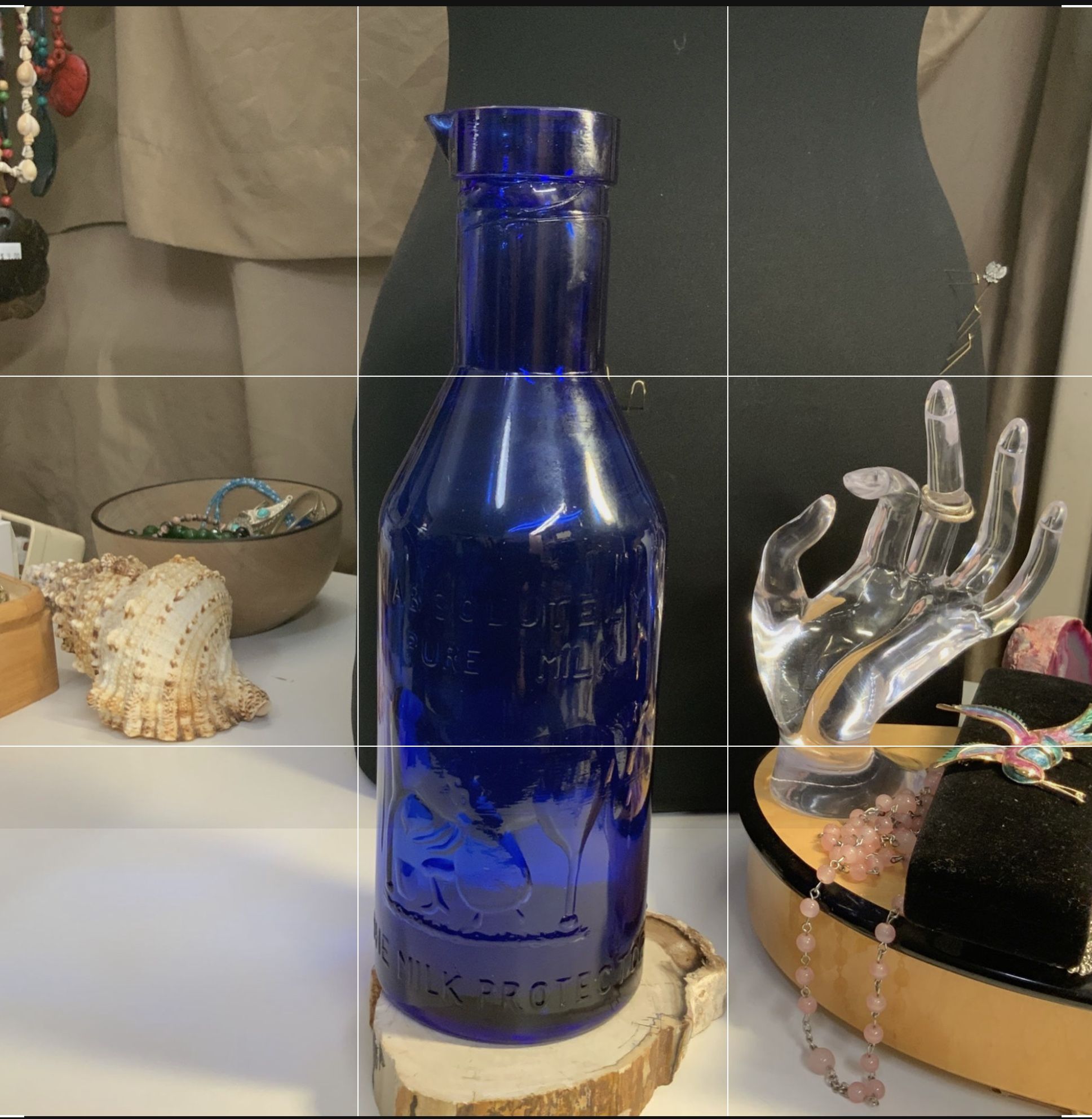 Vintage Cobalt Blue Milk Bottle