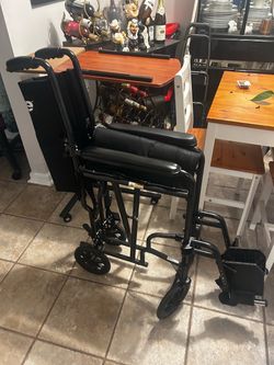 Wheelchair- Drive Medical 16” Seat Width Lightweight Transport Wheelchair w/ Lapbelt + Footrests