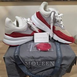 Alexander McQueen Oversized Runner Chunky Sole Sneaker Shoes - White/Red - Lightly Worn - Men's 12 (EU 45)