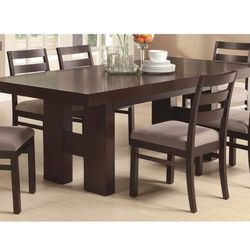 Coaster Home Furnishings Wood Dining Table with Pull Out Extension Leaf in Cappuccino Finish