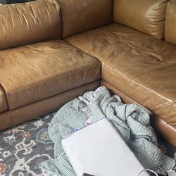 West Elm  Leather couch 