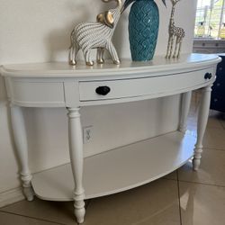 Solid Wood Entry Table 53” Long 18” Wide And 31” High In Good Condition 