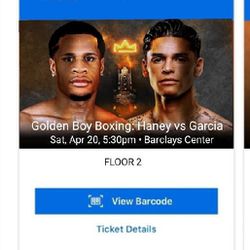 Garcia vs Haney Fight Tickets Section Floor 2 Row 3 just $300/each