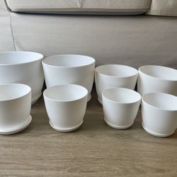 new planting pot 8 sets (white, plastic)