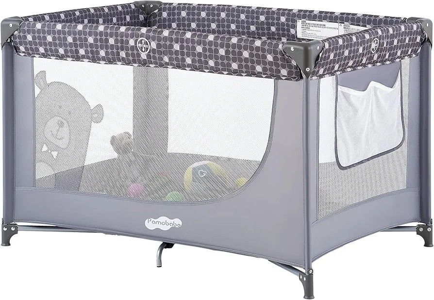 Pamo Babe Portable Crib Baby Playpen with Mattress and Carry Bag Grey
Amaz