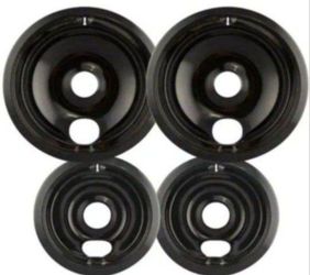 6 in. 2-Small and 8 in. 2-Large Drip Bowl in Black Porcelain (4-Pack)