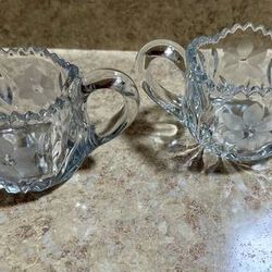 Creamer and Sugar Bowl - Vintage American Cut Glass