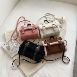 Furry women's bag 2024 autumn and winter new Korean version fashion Internet celebrity one-shoulder diagonal cross-bag handbag versatile plush small b