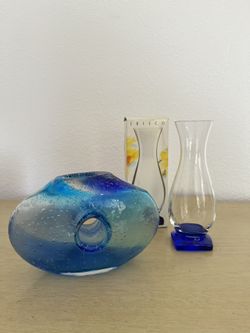 Unique Donut Hole Vase and  Bud Vase