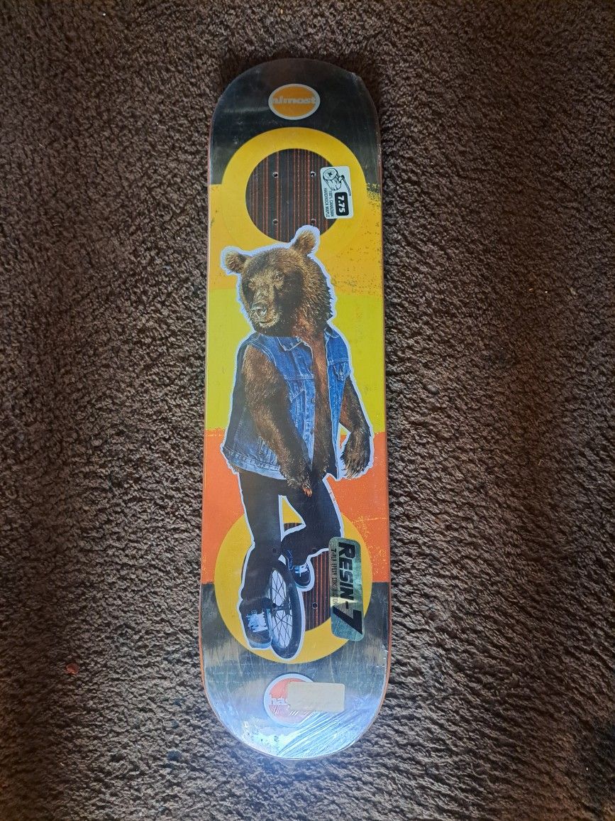 ALMOST SKATEBOARDS CHRIS HASLAM 2010 CUT UPS UNICYCLE BEAR PRO MODEL IMPACT  SKATEBOARD DECK SIZE 7.75