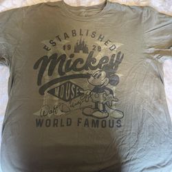 Disney Parks Walt Disney 1928 Mickey Mouse World Famous Green T-Shirt Sz L