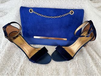 Marc Fisher Blue Glitter Heels and Bag Set
