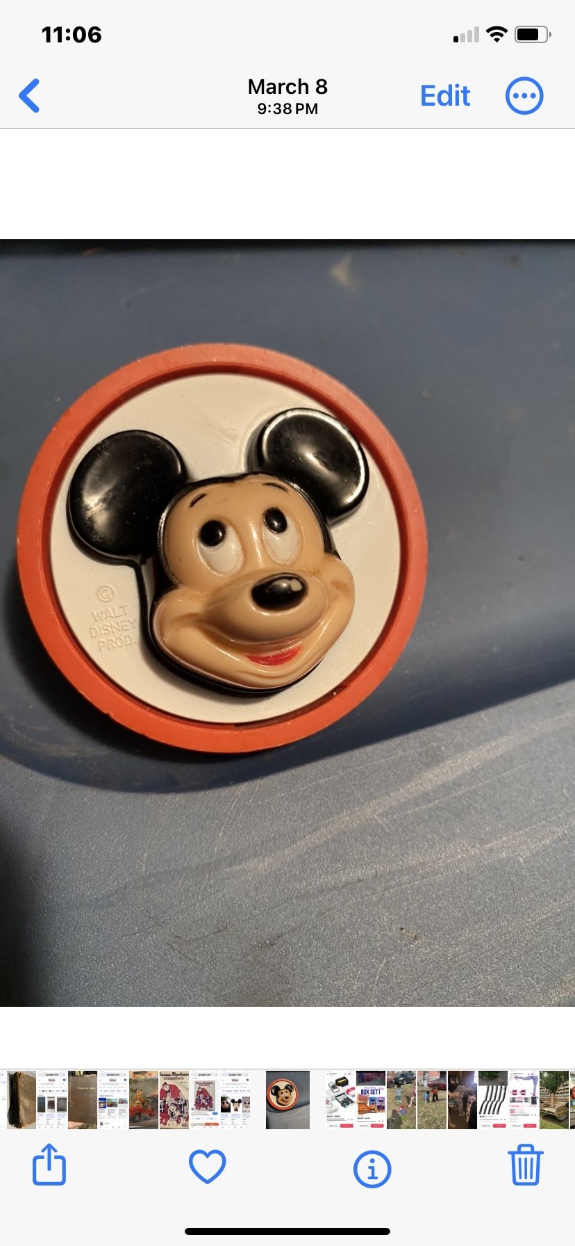Vintage Disney Mickey Mouse GE Plastic Plug Night Light