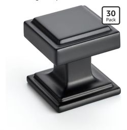 30 Pack Matte Black Square Kitchen Cabinet Knobs,Zinc Solid Drawer Pulls,Farmouse Cabinet Handles for Cupboard, Dresser, Closet and Bathroom, Modern C