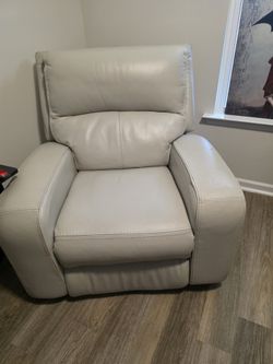 Leather Power Recliner Cream Color
